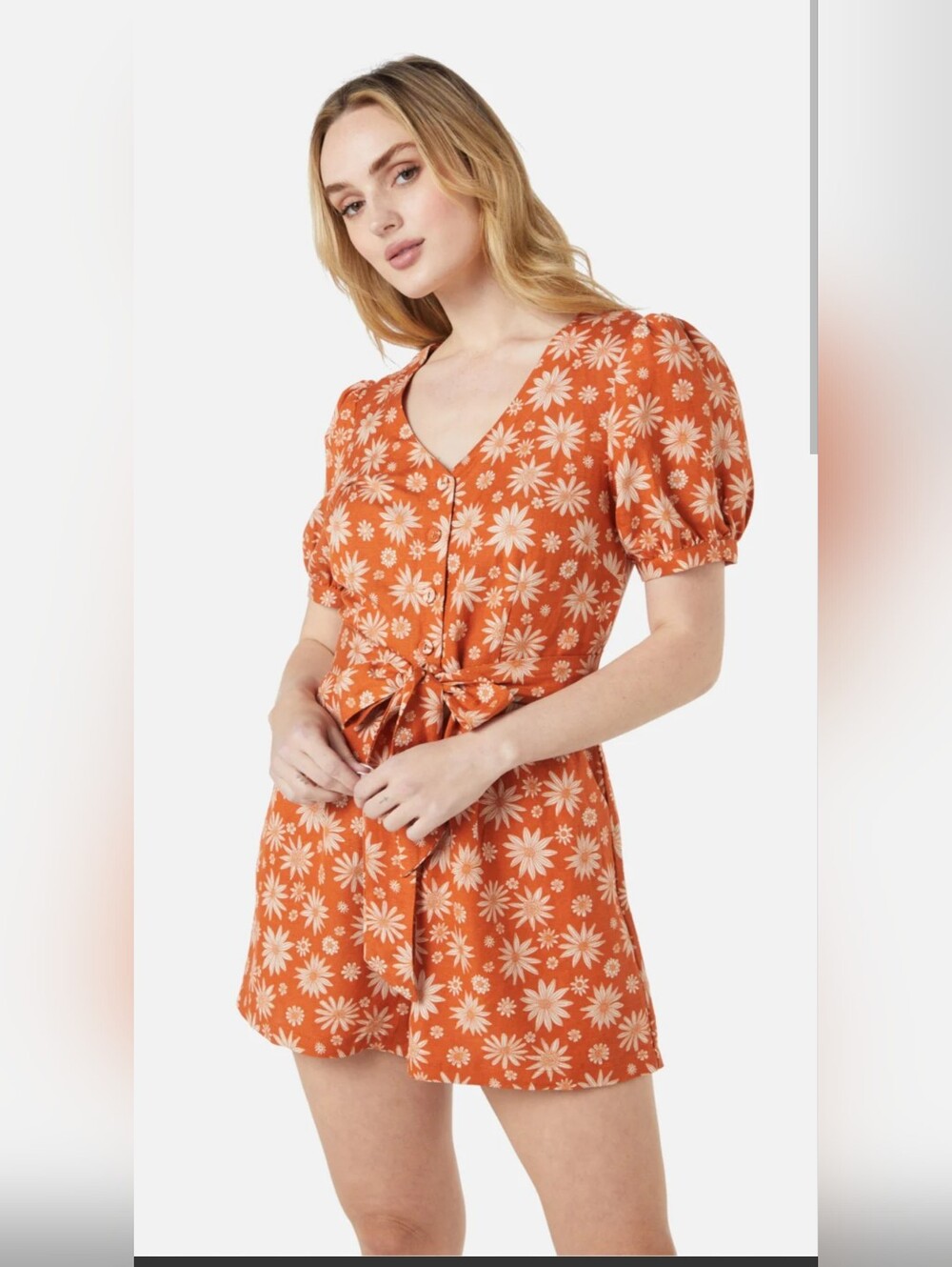 Princess Highway Romper, Size 14, Floral, Orange